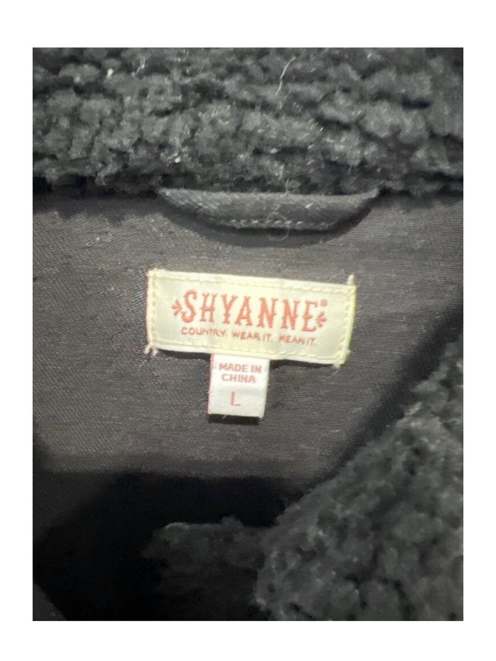 Shyanne Button Front Sherpa Denim Jacket Women Large Black Grunge Downtown Retro